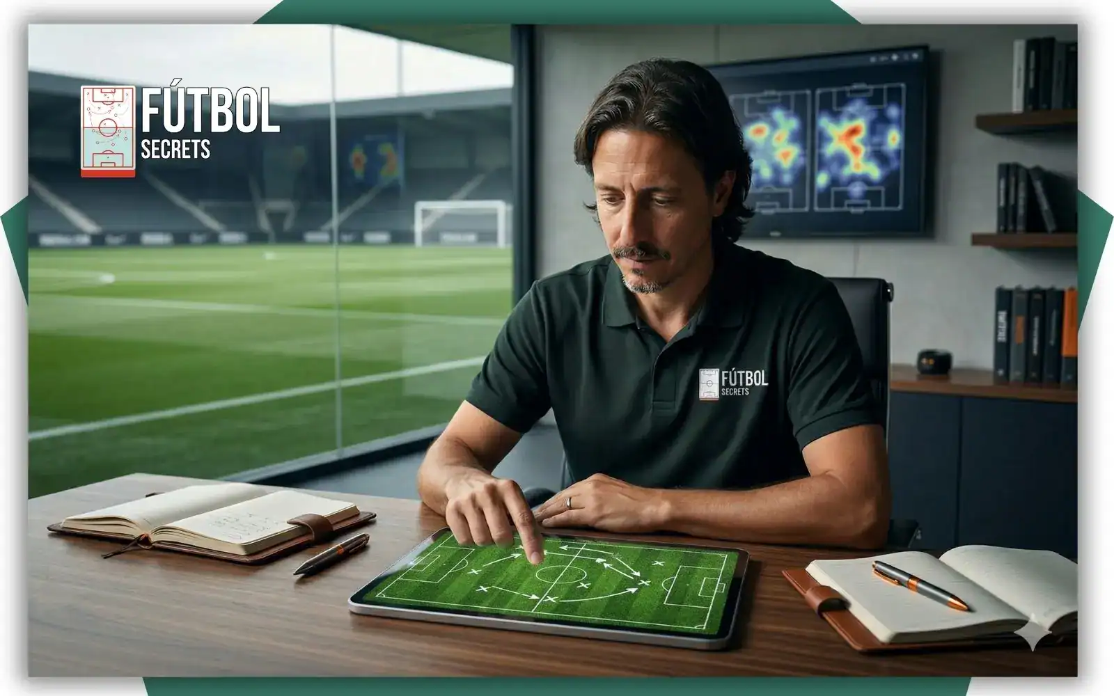 Entrenador de fútbol analizando táctica y formación